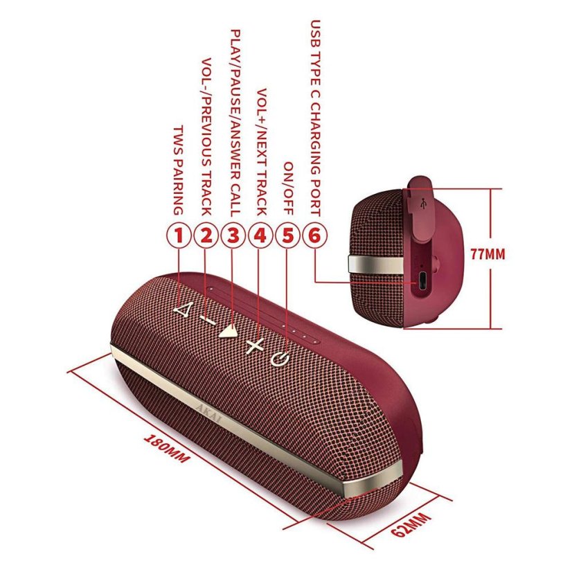 AKAI ABTSW-30 RED speaker, red