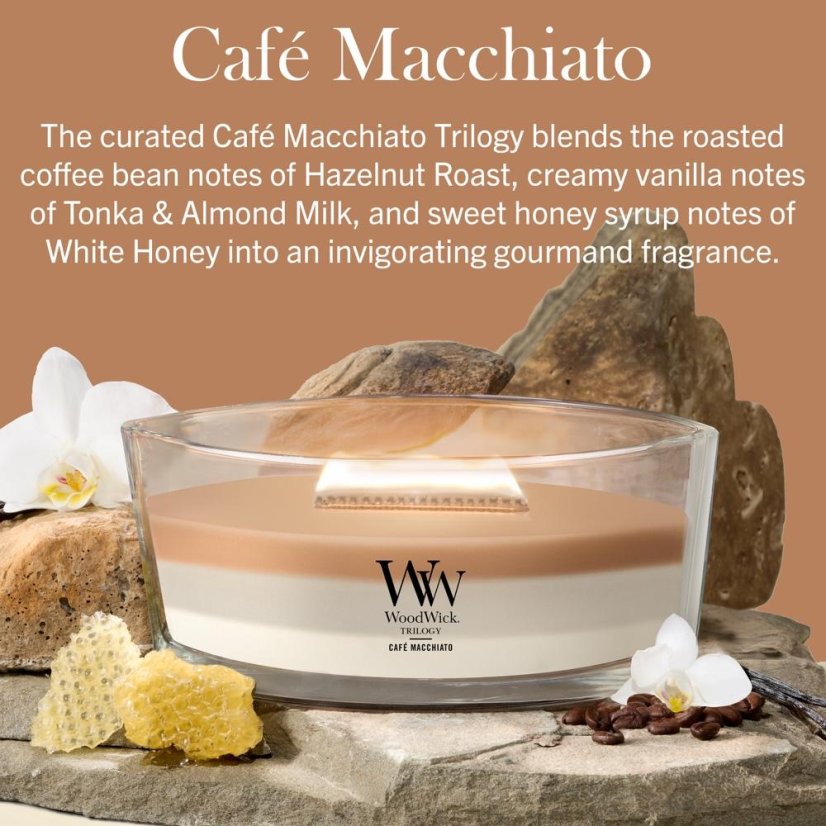 WoodWick Trilogy hajó alakú gyertya, Café Macchiato