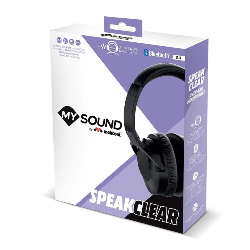 Meliconi SPEAK CLEAR BT 5.3 wireless headphones, 497406 black