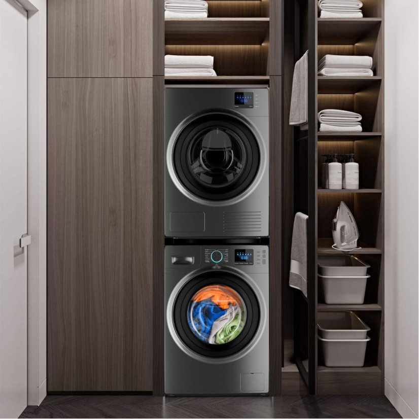 Zwischenstück für Waschmaschine und Wäschetrockner Meliconi 656136 Torre Black, schwarz