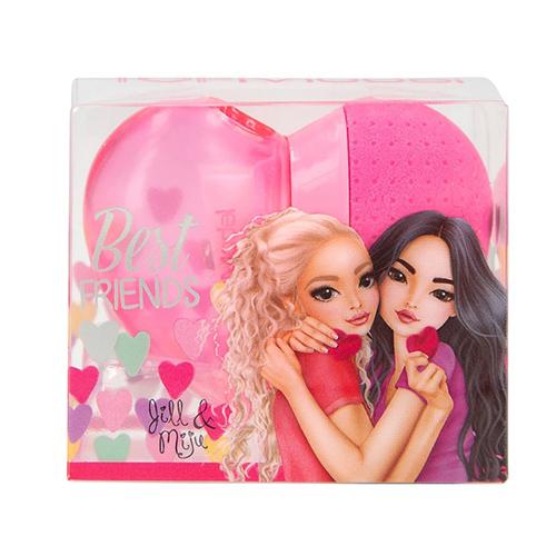 Heart-shaped eraser and Top Model Best Friend pencil sharpener, dark pink