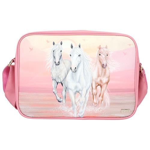 Crossbody Miss Melody, sunset, 3 horses, pink