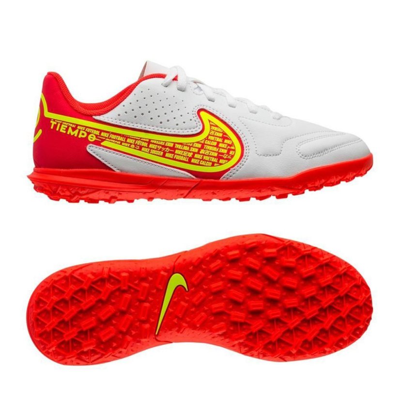 Dětské kopačky Nike Tiempo Legend 9 Club TF - Barva: Bílá/červená, Velikost: 35.5