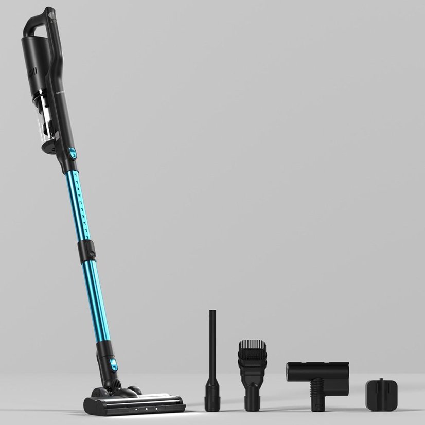 Severin S'Power Slim HV 7151 stick vacuum cleaner, black and blue