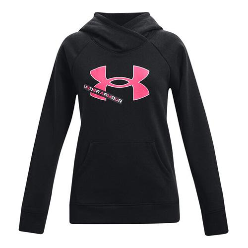 Under Armour Rival Fleece Logo Hoodie for Girls - Color: Black, Size: L