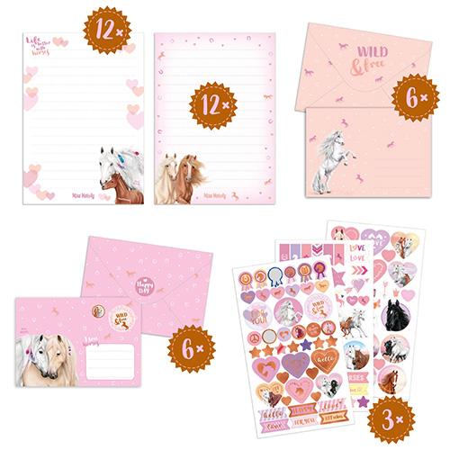 Briefpapier-Set Miss Melody, drei galoppierende Pferde