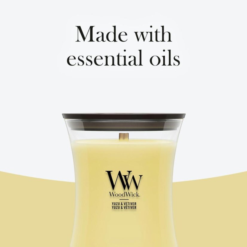 WoodWick közepes méretű gyertya, Yuzu & Vetiver
