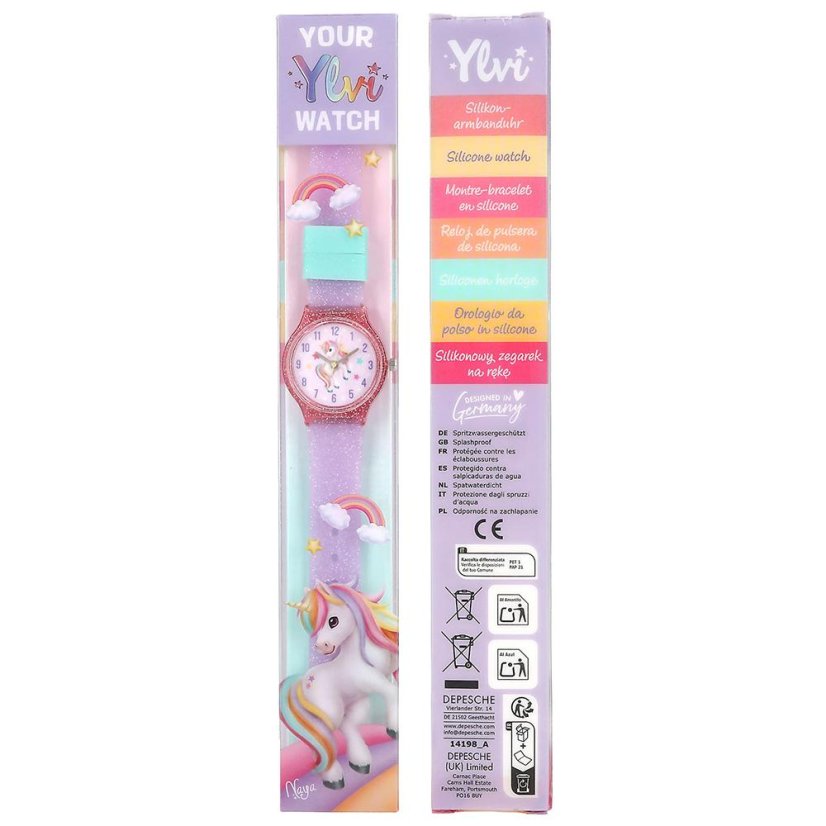 Armbanduhr mit glitzerndem Armband Ylvi, violett
