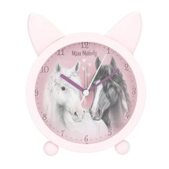 Stolní budík Miss Melody, dva koníci, růžový