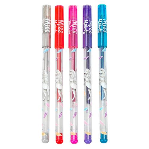Gélové perá Miss Melody, 5 farieb, Glitter Roller