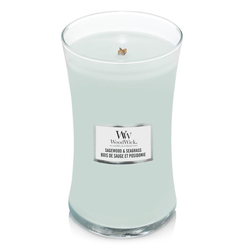 WoodWick-Kerze groß, Sagewood & Seagrass