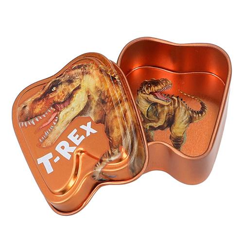 Dino World T-Rex narancssárga fém fogdoboz