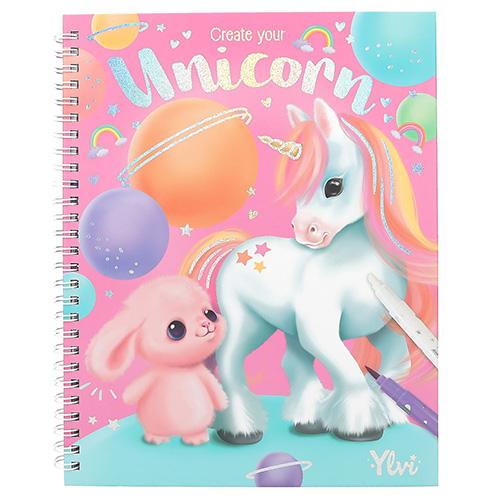 Kreativheft mit doppelseitigen Filzstiften Ylvi Create your Unicorn