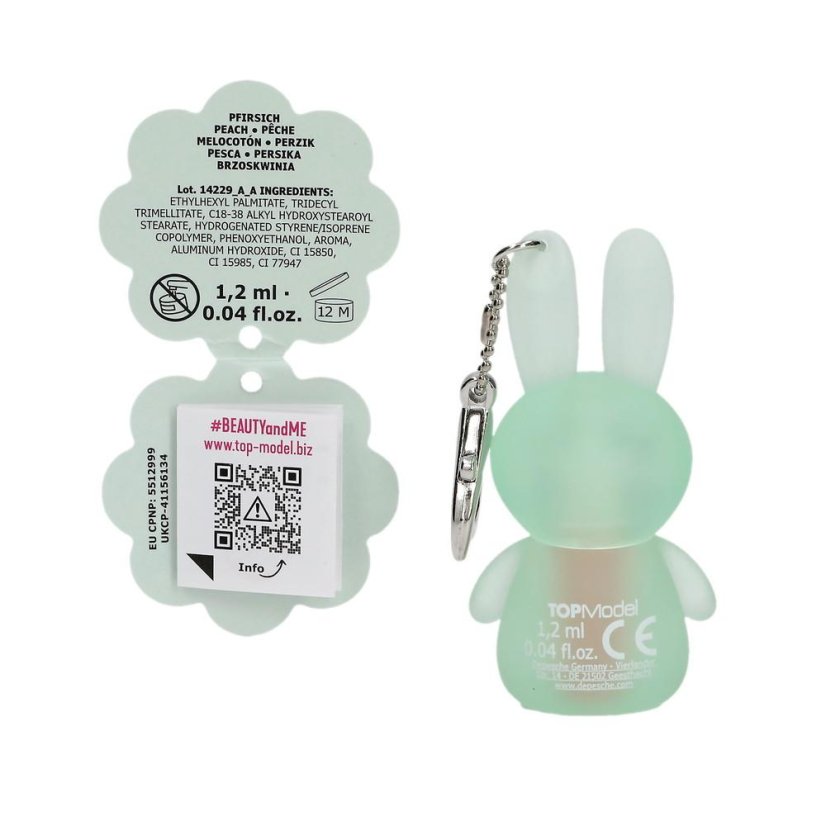 Top Model Lip Gloss with Bunny Charm, Peach Scent