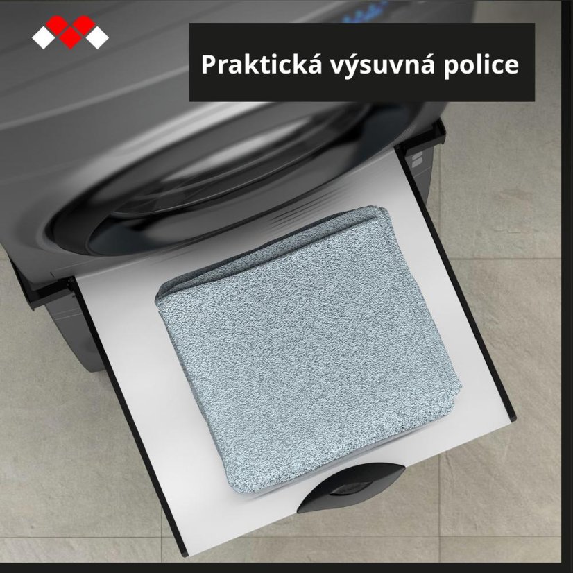 Półka pośrednia między suszarką a suszarką z drewnianą półką Meliconi  656128 Torre DARK czarna