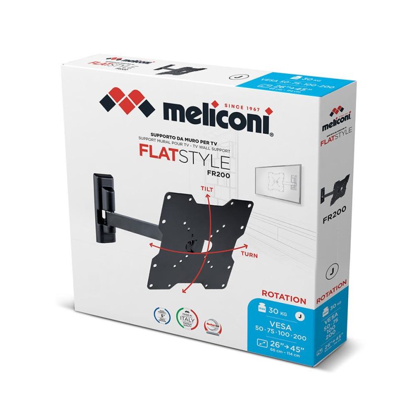 Meliconi Flatstyle FR200 580458 fekete forgó TV-tartó