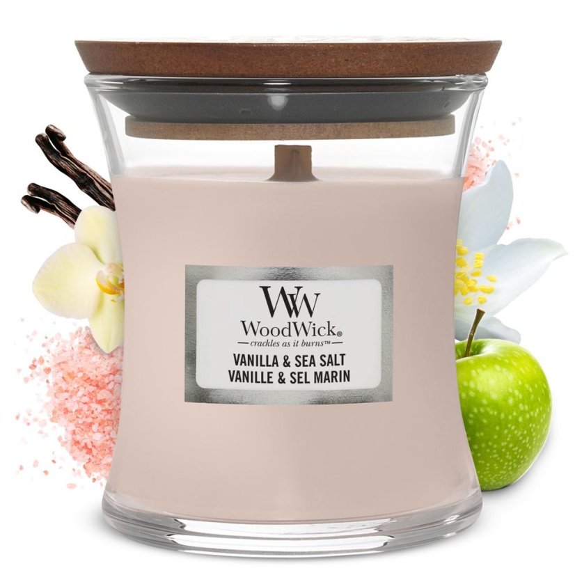 WoodWick Small Candle, Vanilla & Sea Salt