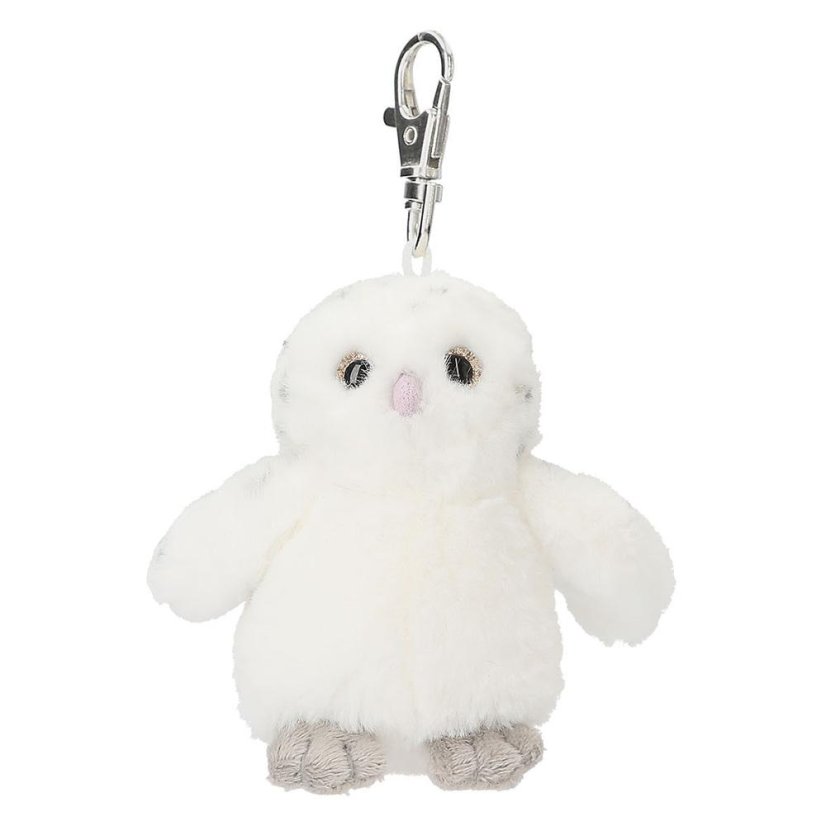 Snukis plush owl with carabiner, white