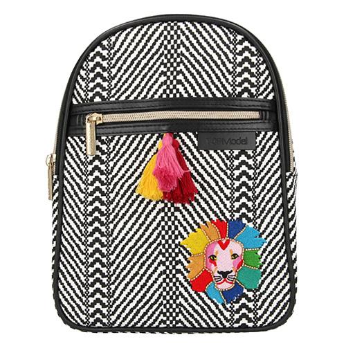 Top Model Lion leisure backpack, white and black