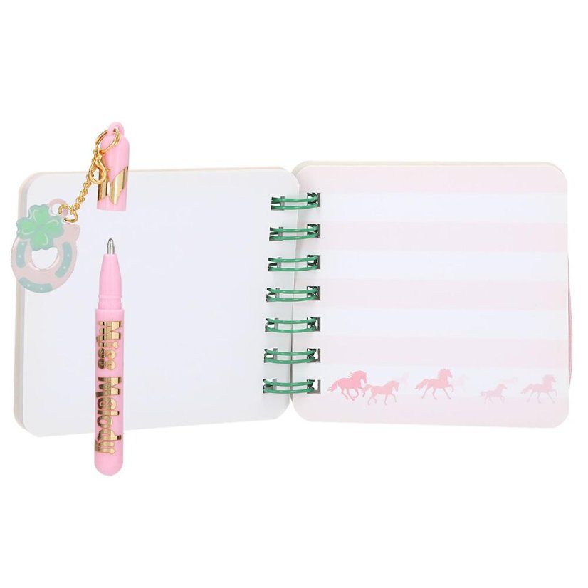 Miss Melody Mini Notebook with Ballpoint Pen, Brown and White Horse