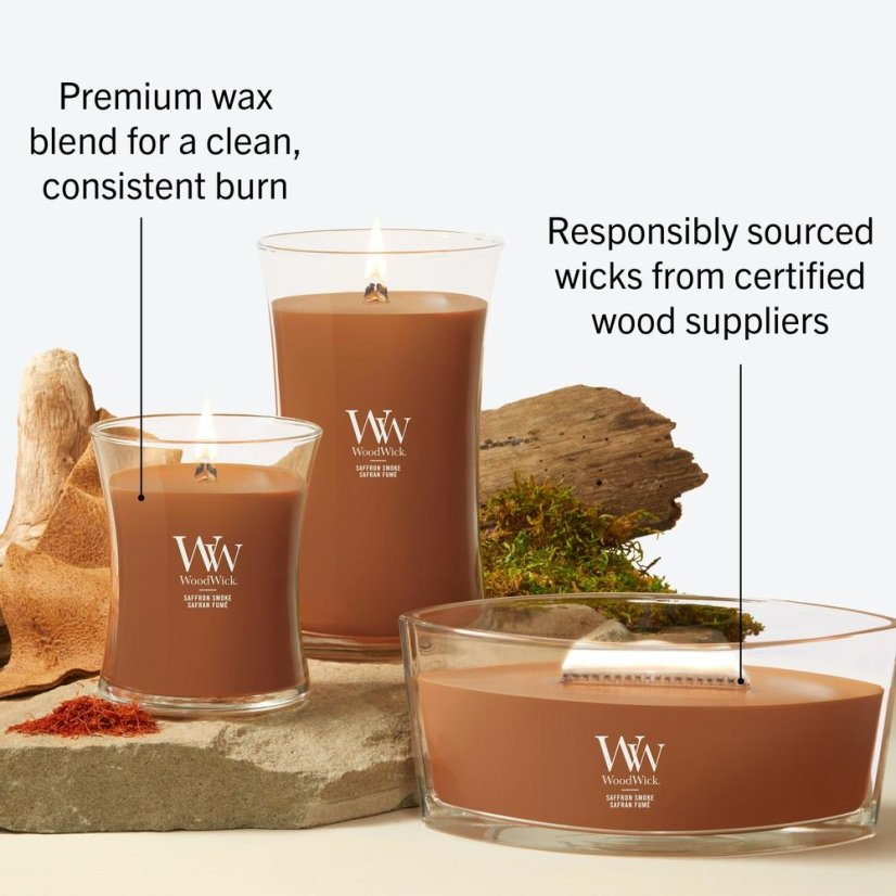 WoodWick nagy gyertya, Saffron Smoke