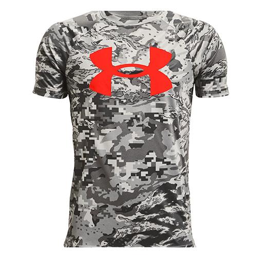 Chłopięca koszulka Under Armour Tech BL Printed SS - Kolor: Szary, Rozmiar: 149-160