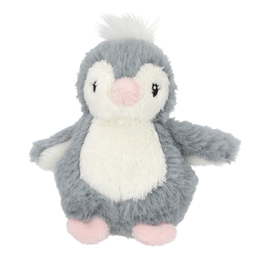Princess Mimi plush penguin with carabiner, light gray