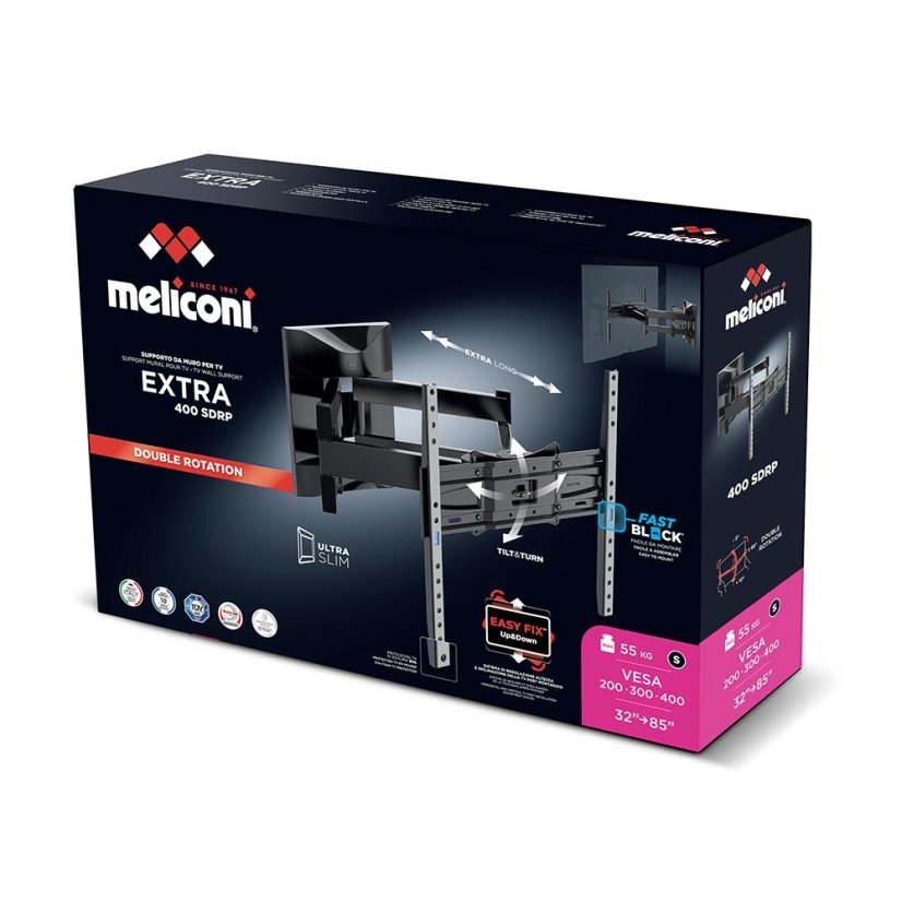 Meliconi 480874 Slimstyle 400 SDRP Plus TV-Halterung, schwarz