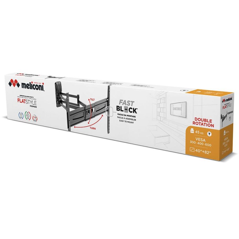 Meliconi FlatStyle FDRP 600 580471 black double rotation TV mount