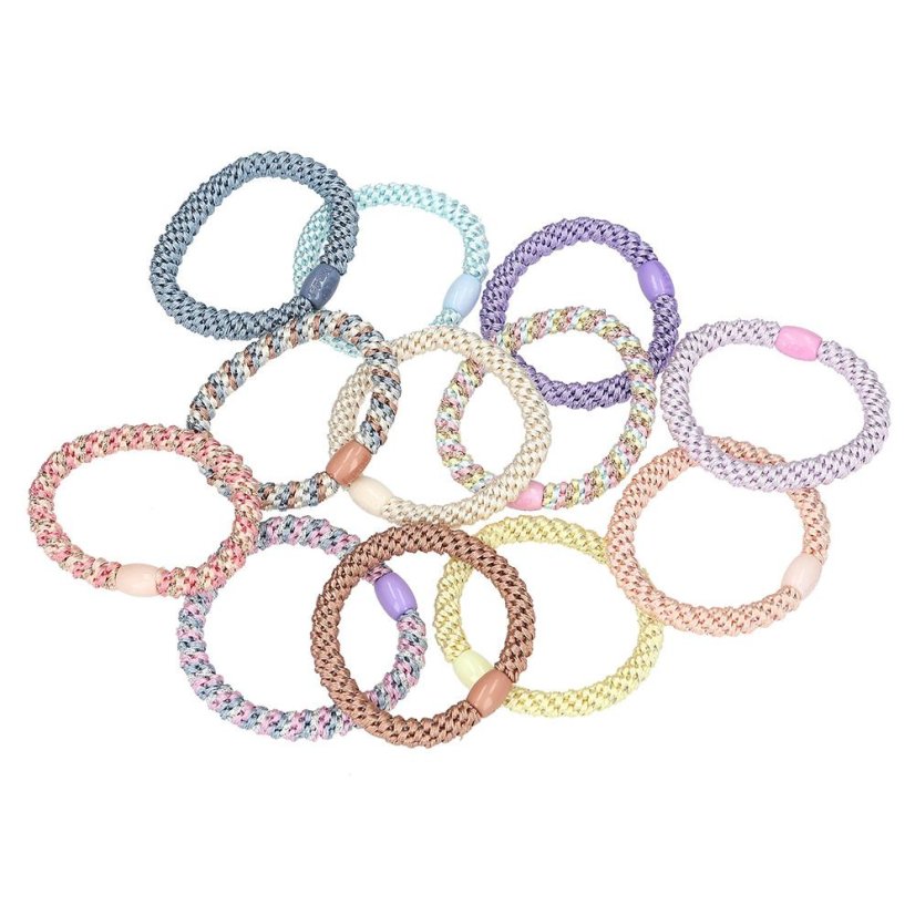 Set of three beaded hair ties Top Model – light colors