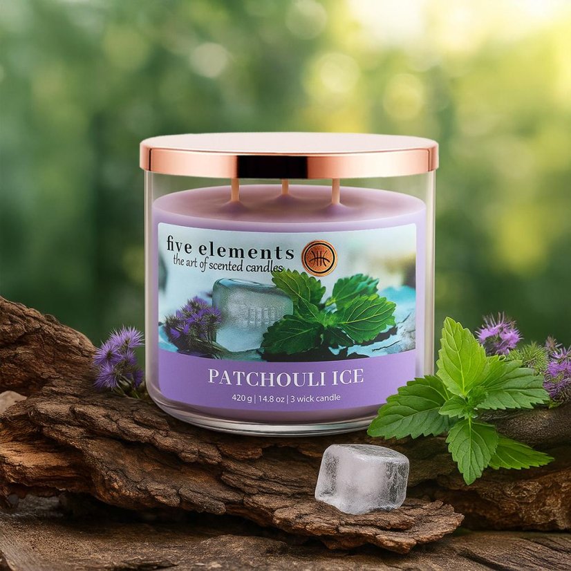 Five Elements Patchouli Ice scented candle, 420 g, 3 wicks