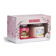 Dárková sada svíček Yankee Candle střední, Peppermint Pinwheels & Snow Globe Wonderland