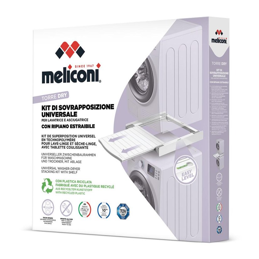 Universal spacer between washing machine and dryer with pull-out shelf Meliconi Torre Dry 656133 white