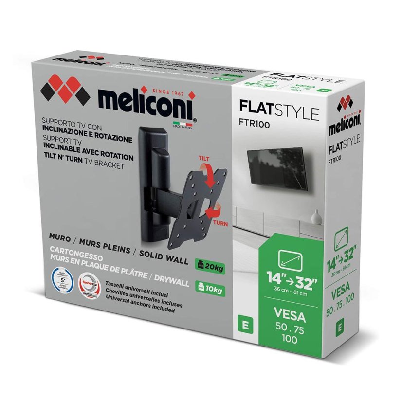 TV-Halterung (Wand/Trockenbau) Meliconi 580476 FlatStyle FTR100 CG  schwarz