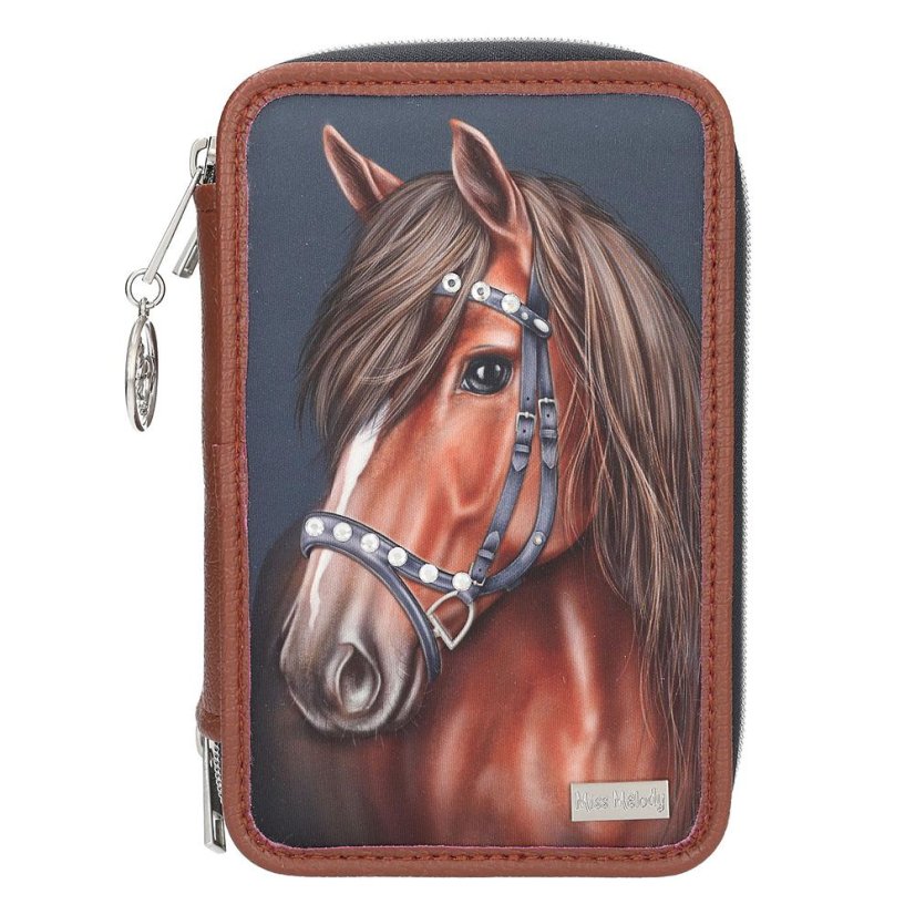 Three-tier pencil case with Miss Melody accessories, Luxury Horse