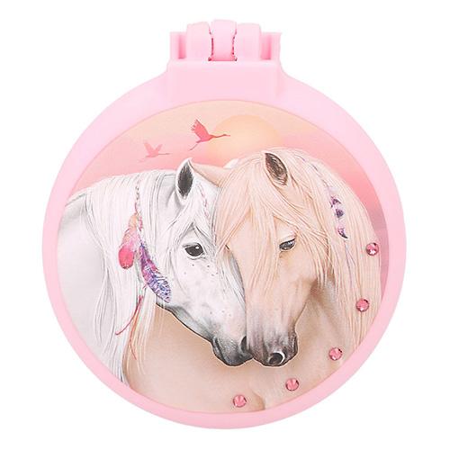 Miss Melody folding comb, two horses, pink