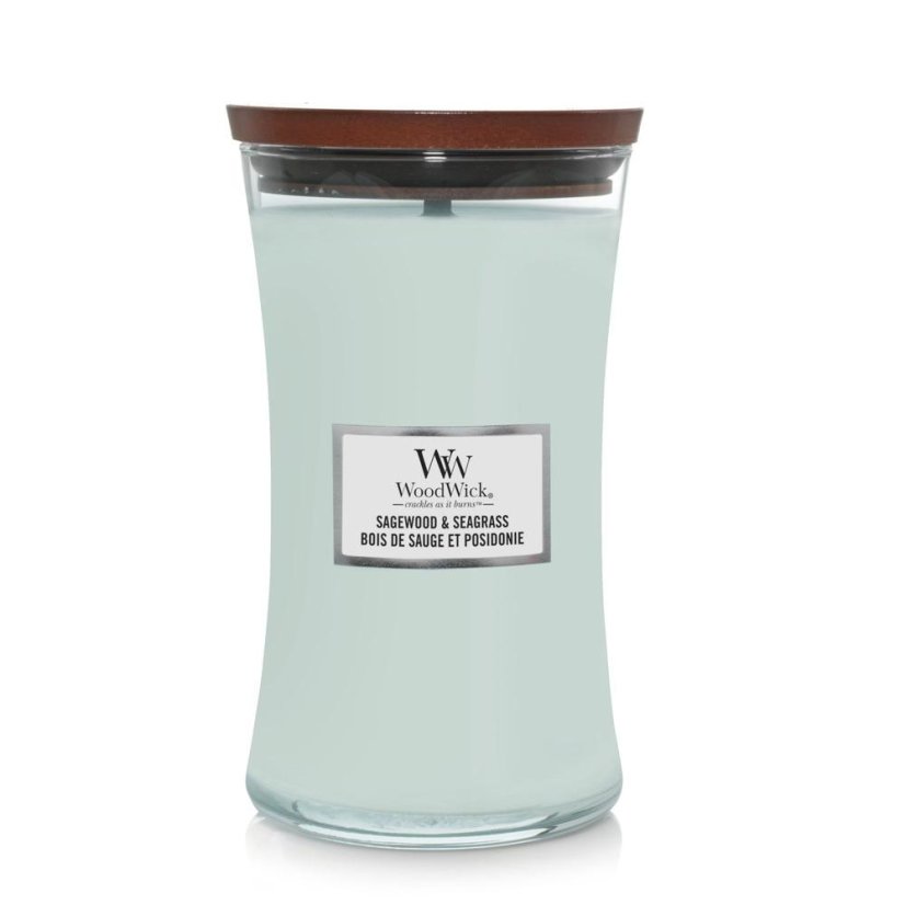 WoodWick-Kerze groß, Sagewood & Seagrass