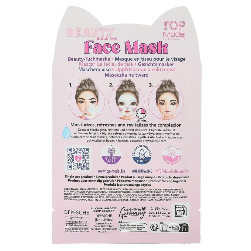 Top Model Beauty & Me Miju animal-themed face mask