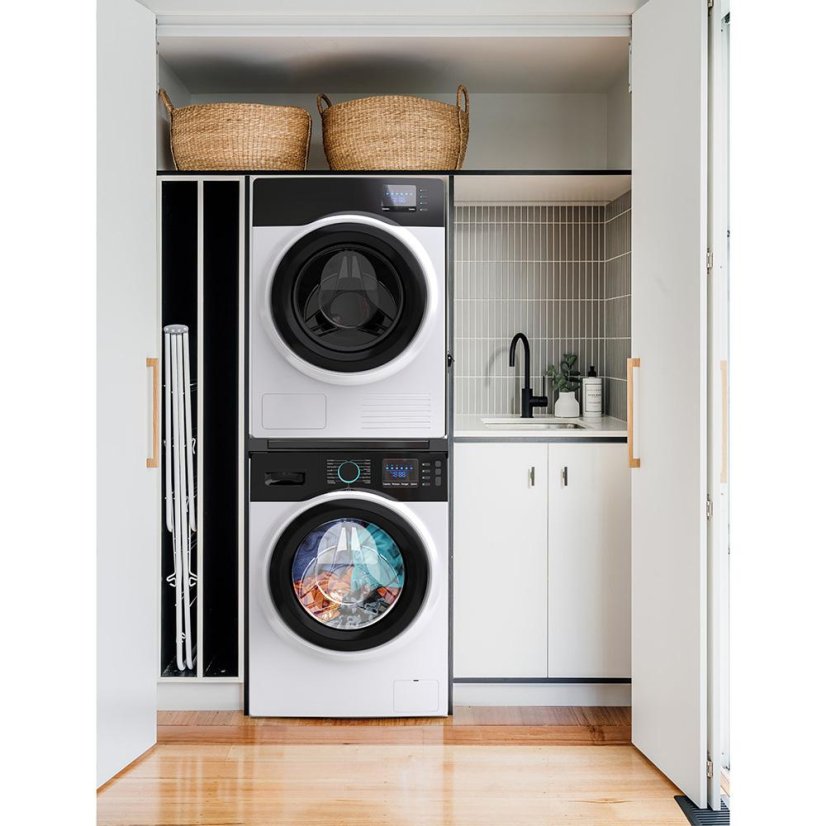 Universeller Zwischenraum zwischen Waschmaschine und Trockner mit ausziehbarem Regal Meliconi Torre Black 656136 schwarz