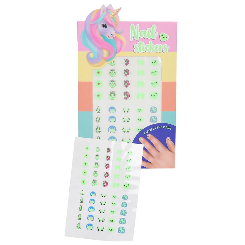 Set of glow-in-the-dark nail stickers Ylvi heart