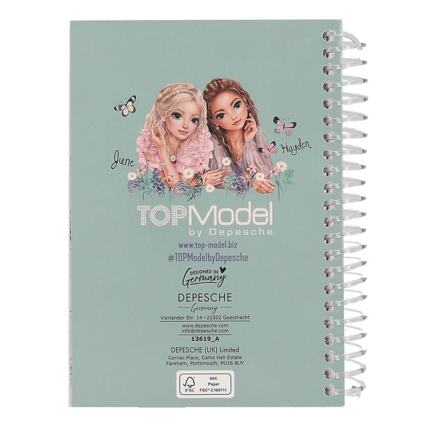 Spiral notebook with pages for Top Model designs