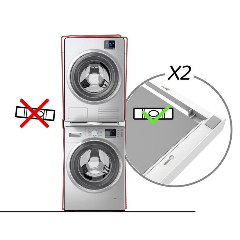 Universal spacer between washing machine and dryer with wooden shelf Meliconi Torre Green+, 656129 white