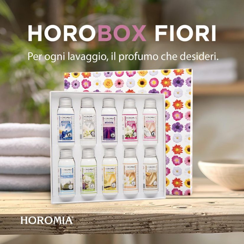 Geschenkset mit Horobox fiori Wäscheparfüms, 10 x 50 ml