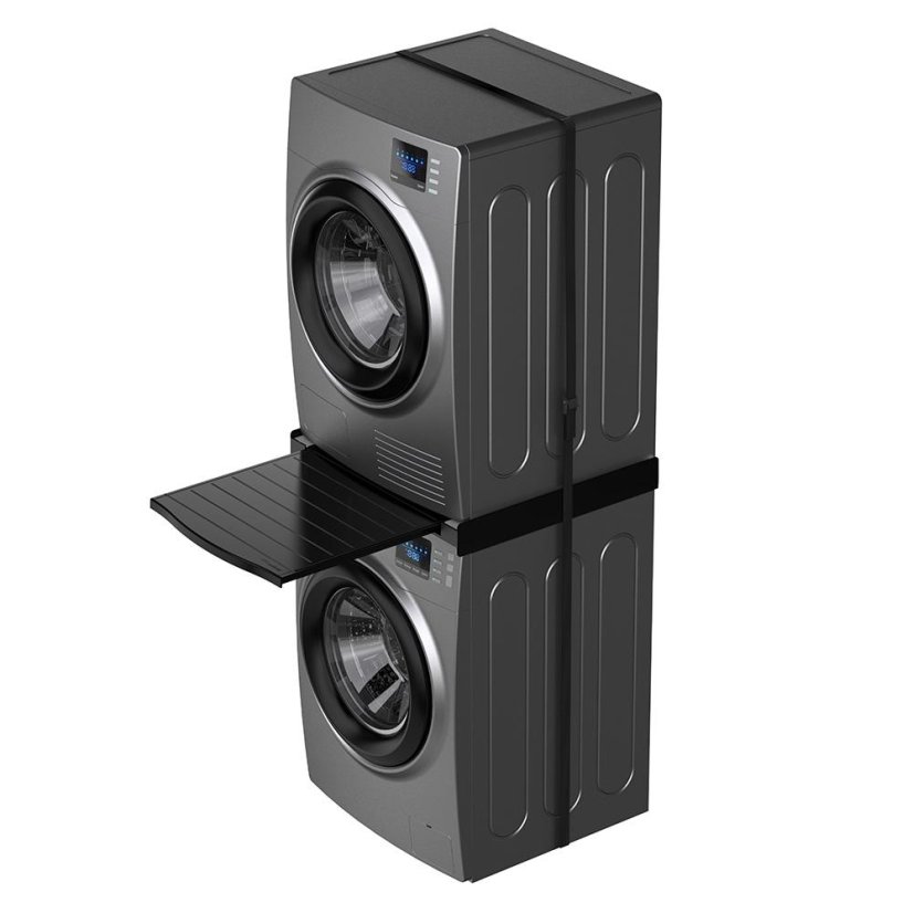 Universeller Zwischenraum zwischen Waschmaschine und Trockner mit ausziehbarem Regal Meliconi Torre Black 656136 schwarz