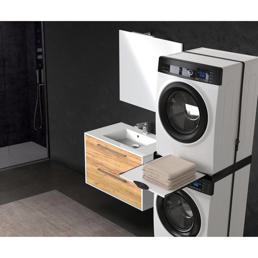 Universal adapter between the handle and the dryer with a wooden shelf Meliconi Torre DARK 656128 black