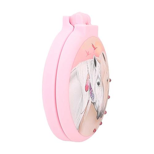 Miss Melody folding comb, two horses, pink