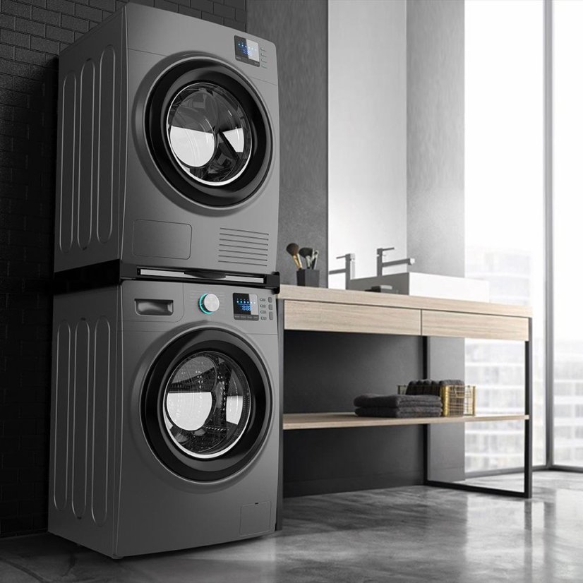 Universal adapter between the handle and the dryer with a wooden shelf Meliconi Torre DARK 656128 black