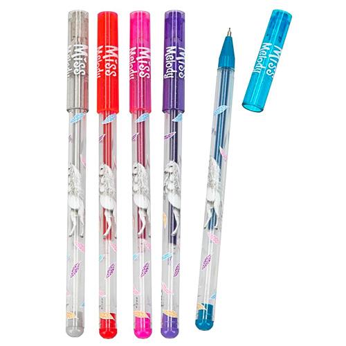 Gélové perá Miss Melody, 5 farieb, Glitter Roller