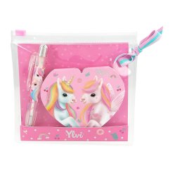 Sada mini bločku ve tvaru srdíčka a propisky Ylvi