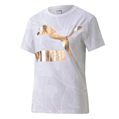 Dámske tričko Puma Classics AOP Logo Tee - Farba: Čierna, Veľkosť: S